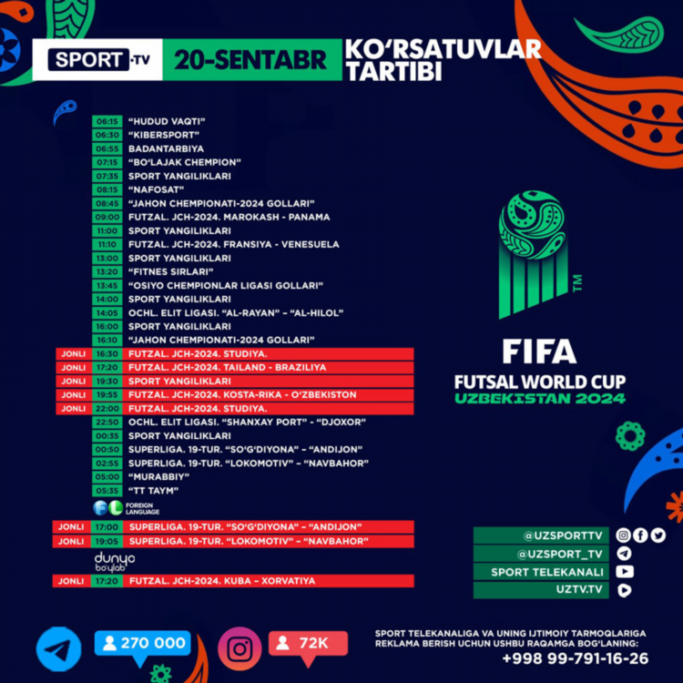 Sport tv uz jonli efir